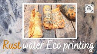 Make your own Rusty iron water mordant and make your own unique eco printed pieces of cloth.