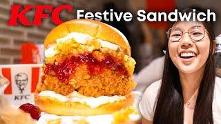 NEW KFC Festive Chicken Sandwich  (Stuffing + Cranberry Sauce)