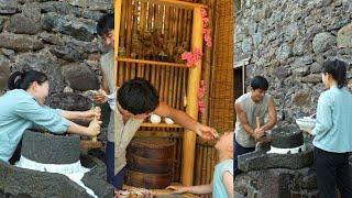 Leisurely stone grinding love, strong tofu fragrance # country life # country cooking