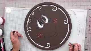 Dollar Tree Pizza Pan Painted Gingerbread Face