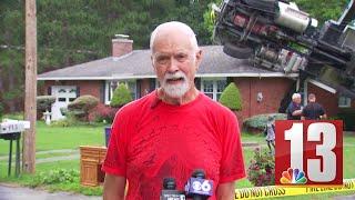 Man discusses huge crane that crashed into his North Greenbush home