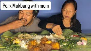 Spicy pork belly mukbang with mom// Pork mukbang// #porkbelly #porkeating