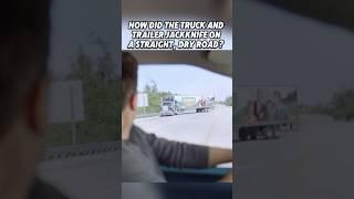 How did the truck and trailer jackknife on a straight, dry road? #trucker #truckdriver #trucking