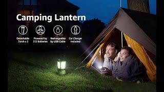 Rechargeable LED Camping Lantern with 2 Detachable Flashlights, 600 lm