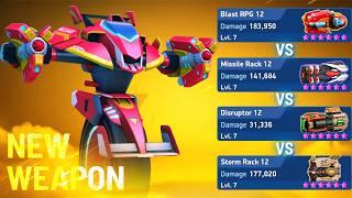 NEW WEAPON Blast RPG 12 vs Missile Rack vs Storm Rack vs Disruptor - Killshot - Mech Arena