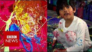 This four-year-old's art sells for thousands - BBC News