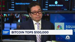 Bitcoin's breakout is a precursor for equities through year-end, says Fundstrat's Tom Lee