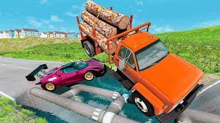 Cars vs Ditch Trap Challenge and Speed Bridge #1 BeamNG Drive - BeamNG Dream