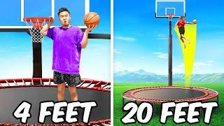 1v1 Trampoline Basketball but Hoops Get Increasingly Taller