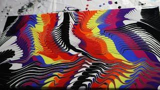 PAINTING WITH A COMB! COMB SWIPE ACRYLIC POURING #shorts