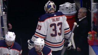 Oilers' Talbot pulled after allowing two goals on three shots