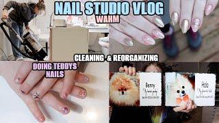 RE ORGANIZING MY NAIL STUDIO - Clean with me, Doing Teddys nails, WAHM, & seeing clients