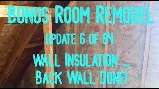 Bonus Room Remodel:  Project 06 Update 6 of 84 - Wall Insulation ... Back Wall Done!