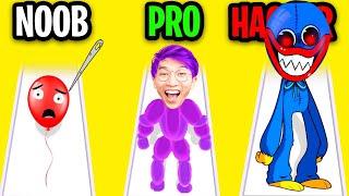 NOOB vs PRO vs HACKER In BALLOON POP RUNNER!? (ALL LEVELS!)