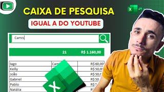 Como Criar Uma Caixa de Pesquisa No Excel igual a do YouTube [ pesquisa Múltiplas Colunas ]