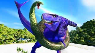  Jurassic World Evolution - New Spiderman Titanoboa Vs Spiderman Megalodon Godzilla Dinosaurs Fight