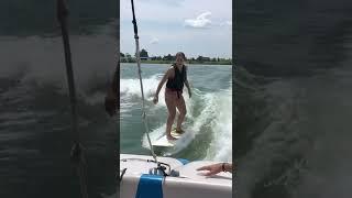 Lena surfing on Haerr Lake!