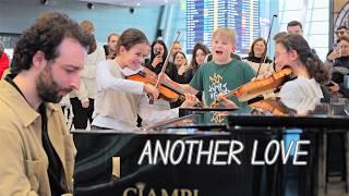 3 kids SHOCK the AIRPORT playing Another Love 