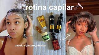 minha rotina capilar completa 2024 *cabelo com progressiva*