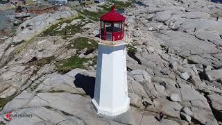 Peggys Cove Lighthouse, Nova Scotia, Canada, Dronevideo HD 1080p