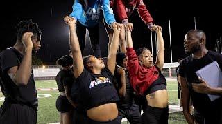 VUU Cheerleaders practice stunts for their FIRST HOME GAME!