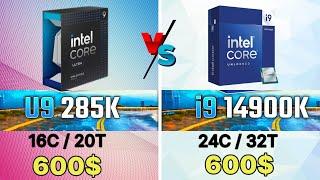 Intel ultra 9 285K VS İ9 14900K VS R9 9950X VS R7 7800X3D VS R9 7950X INTEL 285K GAMİNG Test leaks