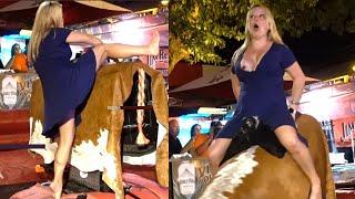 Trying to  ride mechanical bull in Key West at FANTASY FEST 2019