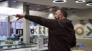 Charles F. Brush High School principal Karl Williamson describes updates to the school’s library