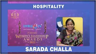 Sarada Challa - Hospitality Category Award || Women's Leadership Awards 2022 || Hybiz tv