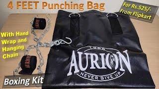 Boxing Punching Bag Unboxing-4 FEET Aurion Unfilled Bag, Hand Wraps & Hanging Chain - 48 inch