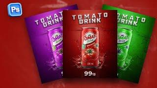 How to Create Stunning Tomato Drink Flyers in Photoshop 2025