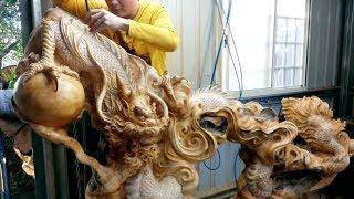 Amazing Wood Products | Fastest Skill Wood Dragon Carving With Chainsaw | Extreme Woodworking Skills