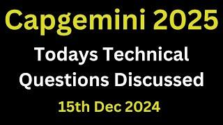 Todays Capgemini Technical Assessment Questions 2025 Batch | Capgemini Assessment 2025