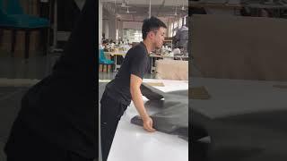 custom leather sofa production for hotel : Leather cutting and selection