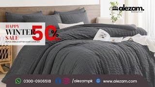 Alezam Crinkle Cotton 6-PC Duvet Cover Set – Perfect for All Seasons