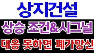 [상지건설 주가전망] 속보!! 상승조건 시그널 터졌다대응 못하면 폐가망신할수도?마지막 기회인만큼 놓치지 말것