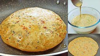 Liquid Dough garlic Paratha Wheat Flour Garlic Paratha Recipe | No Rolling No Kneading Paratha