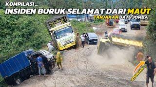 INSIDEN BURUK‼️TRUK TERBALIK SOPIR SELAMAT DARI MAUT DI TANJAKAN BATU JOMBA