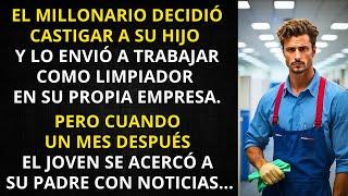 EL MILLONARIO DECIDIÓ CASTIGAR A SU HIJO Y LO ENVIÓ A TRABAJAR COMO LIMPIADOR EN SU PROPIA EMPRESA