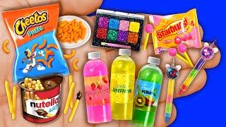 16 DIY How to make Miniature Cheetos Nutella Starburst Lollipop Doll Makeup Unicorn Kawaai Juice