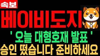 [베이비도지코인] BabyDoge 긴급속보 오늘 대형호재 발표 승인 떴습니다 준비하세요 필수시청 코미녀