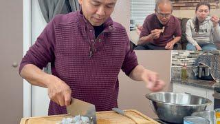My Husband Making Rice Porridge With Oyster Mushroom!