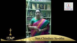 Smt.chindam Sunitha,Telugu Teacher Naminated as ITAP AWARDS - 2019