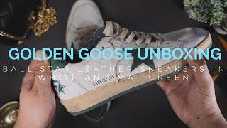 GOLDEN GOOSE 4K UNBOXING! Ball Star Leather Sneakers in White and Green