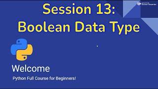 Python for Beginners #13 : Boolean Data Type