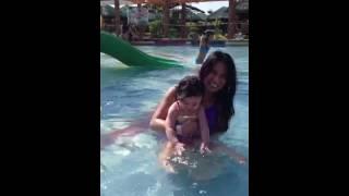 Gianne first time swimming in the pool