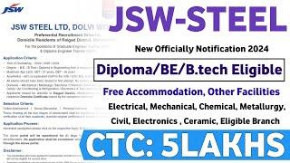 JSW Steel Recruitment 2024 | Freshers | Diploma/BE/B.tech | Job Vacancy 2024 | Latest Mnc Jobs 2024