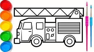 Drawing and coloring fire truck step by step | Learn to drawing and coloring for kids and toddlers