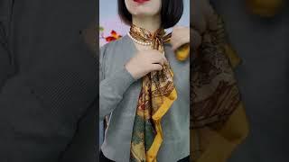 Tie tips Tie a Silk scarf  #scarf #silkscarf #silkscarfstyles #fashion  丝巾系法小窍门