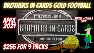 Brothers In Cards Gold Football Subscription Box. $255 for 9 Football Card Packs